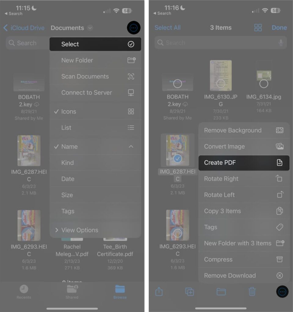 This is the last step to convert photos to pdf by using files app method on iphone