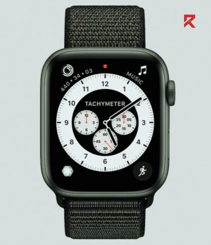 This is chronograph apple ultra watch face with reviewvibe logo